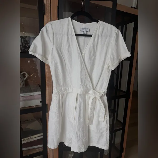 & other stories linen romper wrap tie front short sleeve playsuit pockets - Image 14