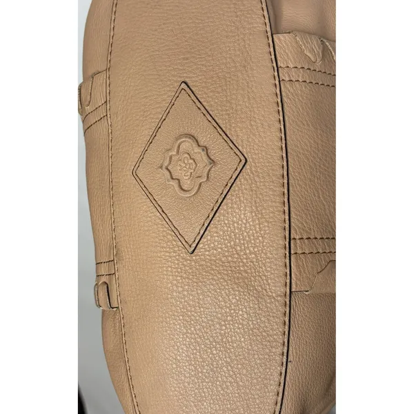 Oryany Tan Leather Whipstitch Satchel Crossbody Handbag Gold Hardware - Image 8