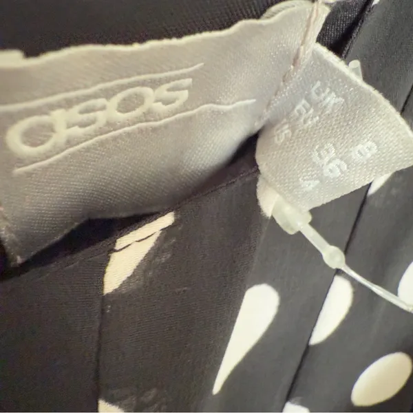 ASOS Women’s 4 Black White Mixed -Media Polka Dot Dress Whimsical Cocktail - Image 7