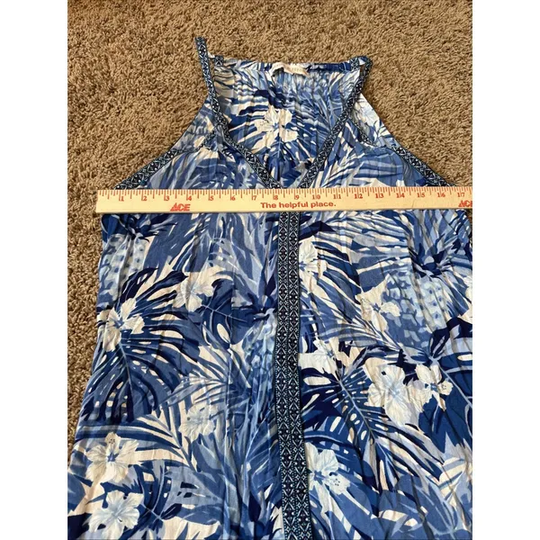 America & Beyond Blue Tropical Pineapple Floral Halter Maxi Dress Womens XS - Image 4