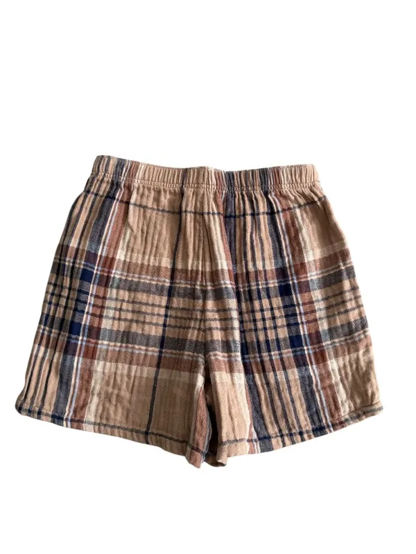AERIE Brown Plaid High Waist Shorts Size XS - Image 4