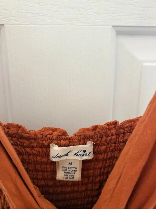 Derek Heart Rust Orange Smocked Bodice Maxi Dress - Image 3
