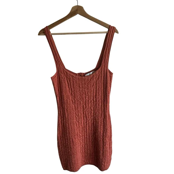 Free People FP Beach Short & Sweet Mini Dress Knit Sz S Sleeveless Reversible Rust - Image 2