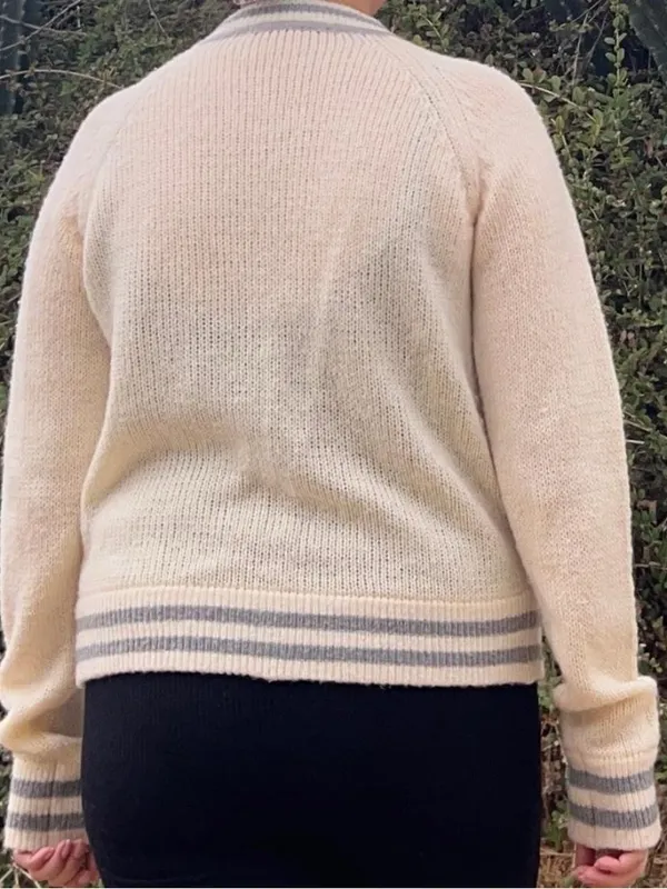 Gray & cream varsity cardigan. - Image 6