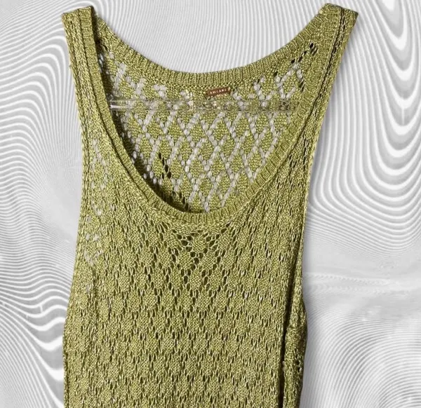 Green crochet maxi dress with fringe - Image 2