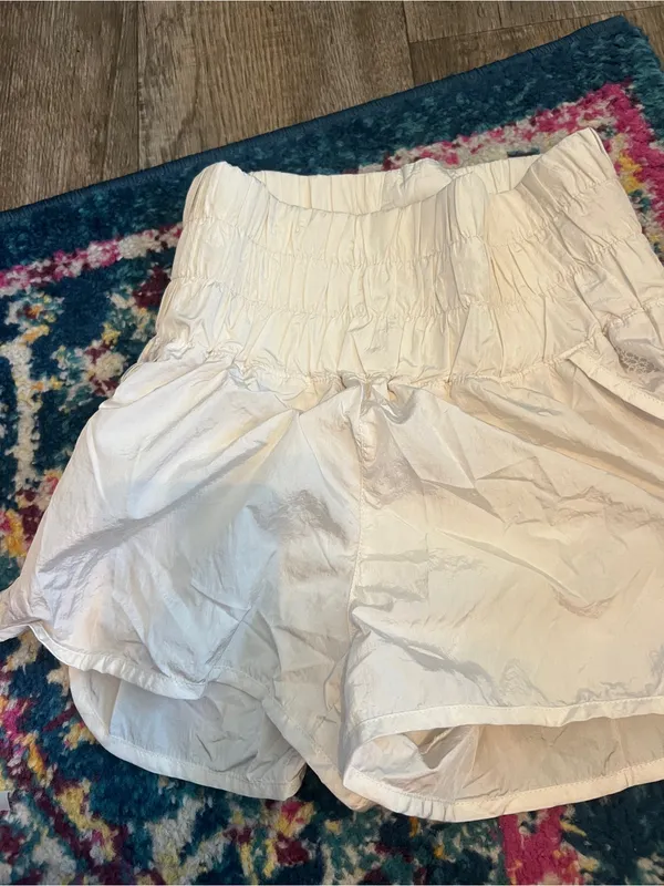 Free people movement Women's High-Waist Cream Smocked Shorts - Image 9
