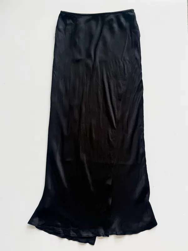 Zara Satin Effect Black Midi Wrap Skirt size Medium - Image 7