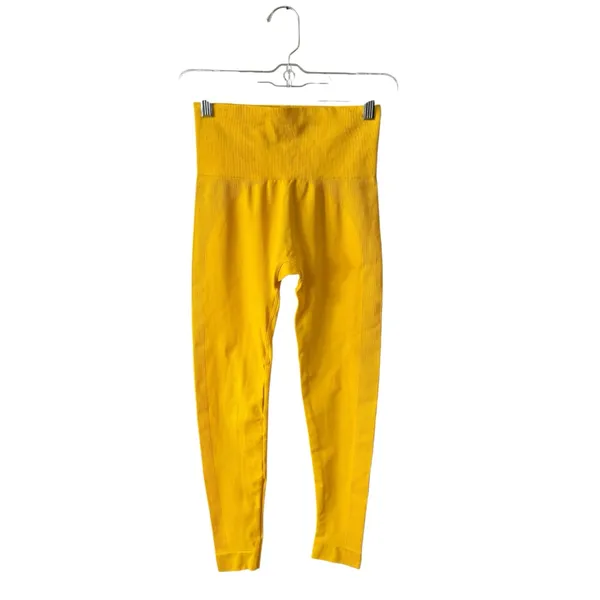 SET Active Yellow‎ Seamless Leggings SM High Rise Ribbed Gym Workout - Image 2