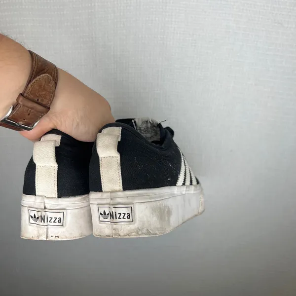 Adidas Nizza‎ Platform Black White Canvas Sneakers FV5321 Womens Size 9 - Image 4
