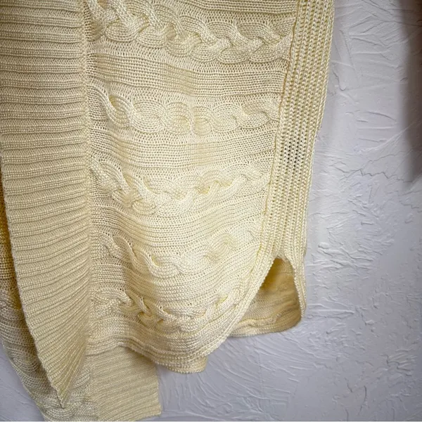 Lauren Ralph Lauren Cream Cable Knit Cardigan Sweater Womens M Duster Preppy - Image 4