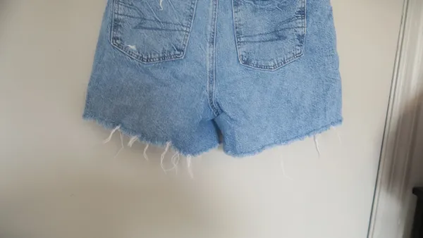 American Eagle Outfitters baggy mom short shorts ripped in light wash blue size 4. - Image 9