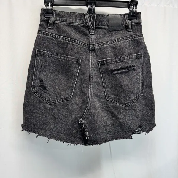 Free People We The Free Brea Denim Mini Skirt 24 XS Black Grunge Goth Edgy - Image 7