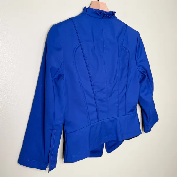 White House Black Market Moto Style Jacket Zip Front Cobalt Blue Women’s Size 8 - Image 5