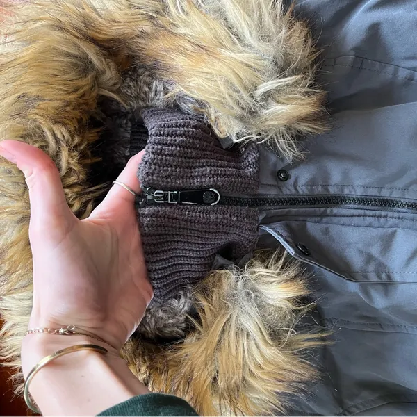 Gray Parka with Faux Fur Hood - Image 9