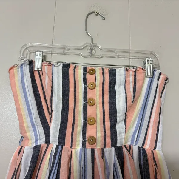 Free People Lilah Stripe Midi Dress Strapless Button Front Cotton Size S - Image 5