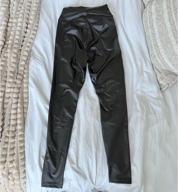 Aerie Black Faux Leather Leggings - Image 4