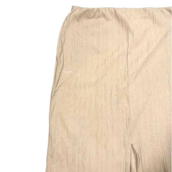 Abound Ribbed Maxi Skirt Womens XL Beige Elastic Waist Back Slit Cotton Blend - Image 6