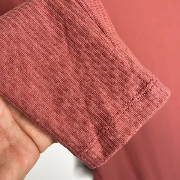 Mauve Ribbed Knit Square Neck Long Sleeve Bodysuit - Image 5