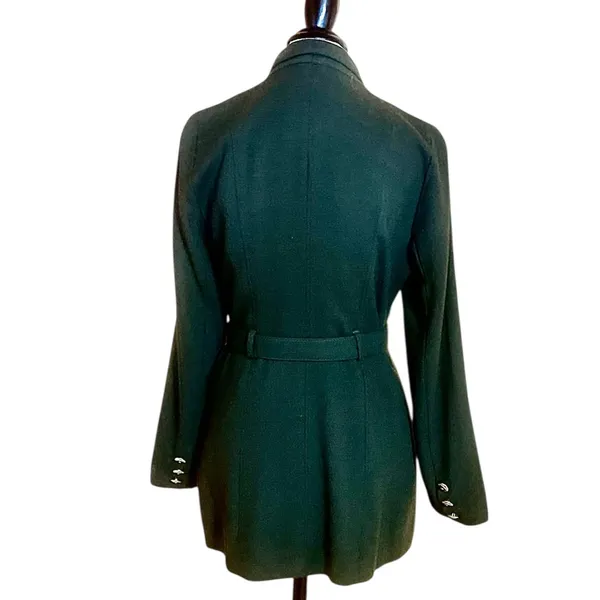 Rina Rossi Wool Forest Green Military Style Double Breasted Belted Jacket Sz 8 - Image 6