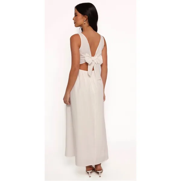 New! Petal & Pup Lillie Maxi Dress White Open Back Tie Smocked Midi Dress Small - Image 2