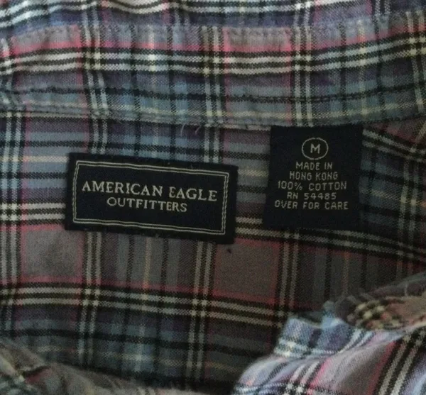 American Eagle Vintage Plaid Purple Button Down Shirt - Sz Medium - Image 7