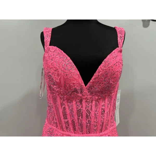 Sherri Hill 56033 Corset Back Off the Shoulder Gown Bright Pink Sz 12 NWOT - Image 2