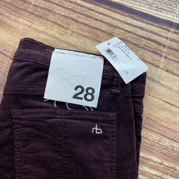 RAG & BONE 10 Inch Crop Flare Burgundy Suede Like Pants Size 28 Made In USA - Image 2