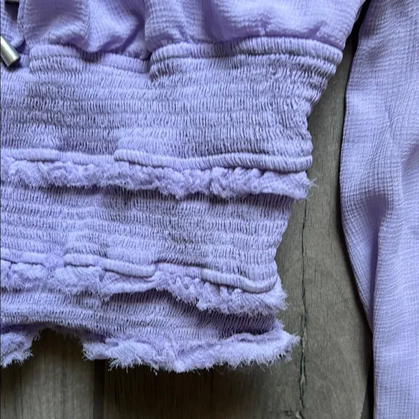 Free People Purple Crop Tie Front Blouse - Image 4