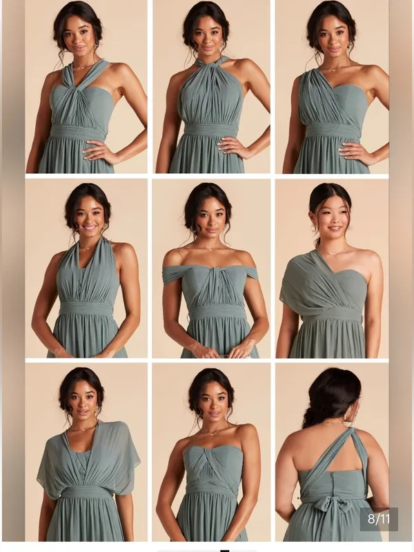 Birdy Grey Burgundy convertible Chiffon maxi grace Dress, size L - Image 8