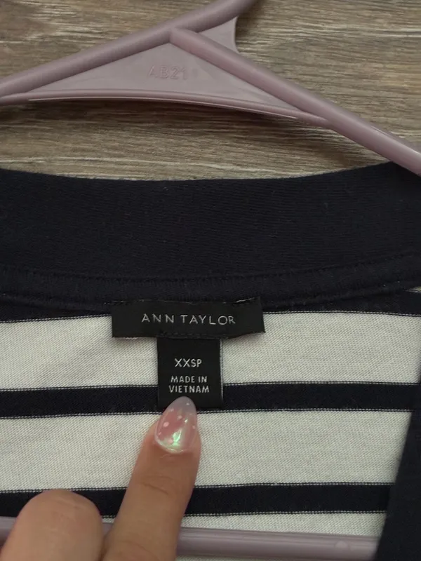 Ann Taylor Striped V-Neck Button Cardigan | Petite XXSP - Image 4