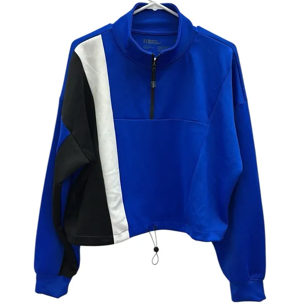 Sports Illustrated Blue Scuba Half Zip Up Popover Drawstring Waist Sweatshirt XL - Image 6
