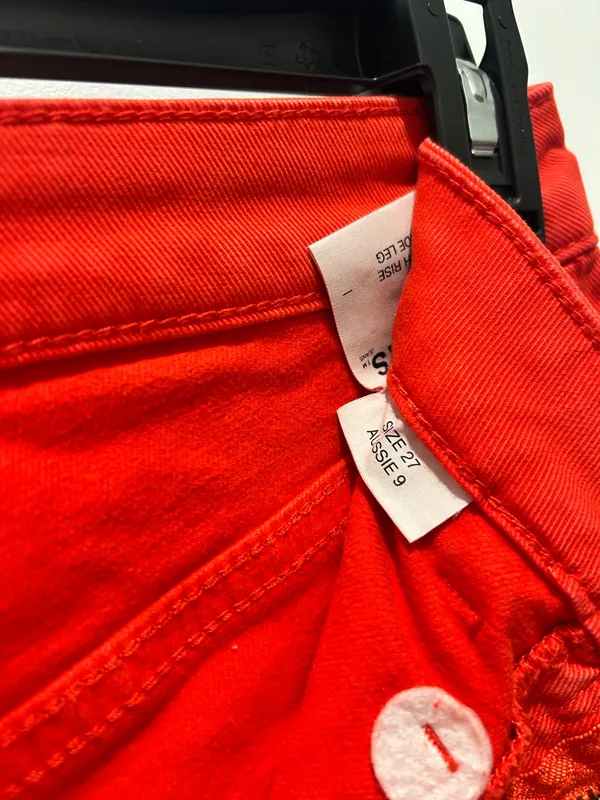 Red Wide-Leg Rollas Jeans - Image 3