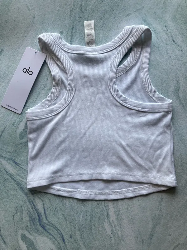 Alo Yoga ribbed crop tank top white - Image 3