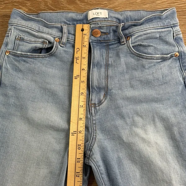 LOFT Outlet Jeans Women's 4 Light Wash High Rise Crop Kick Flare Stretch Denim - Image 9