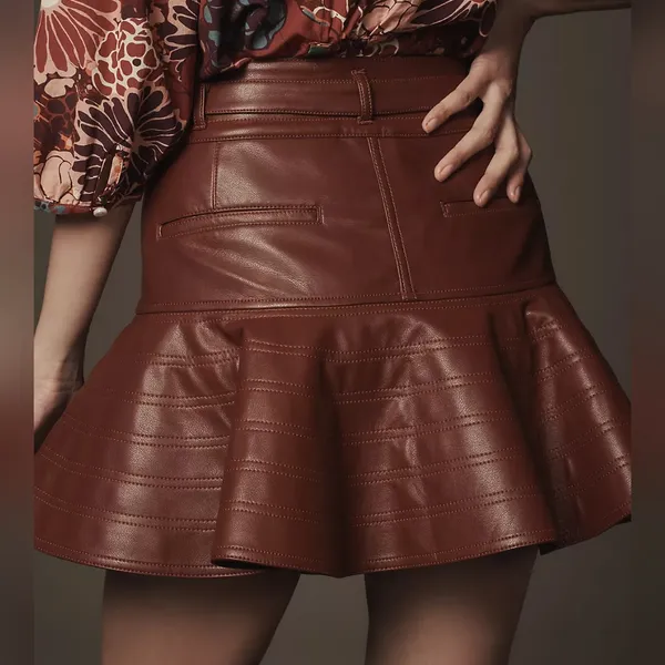 Pilcro Fit-and-Flare Faux-Leather Mini Skirt - Image 6