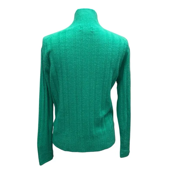 J.Crew Women's XS‎ Green Merino Wool Alpaca Rib Knit Mock Neck Sweater Fall Cozy - Image 5