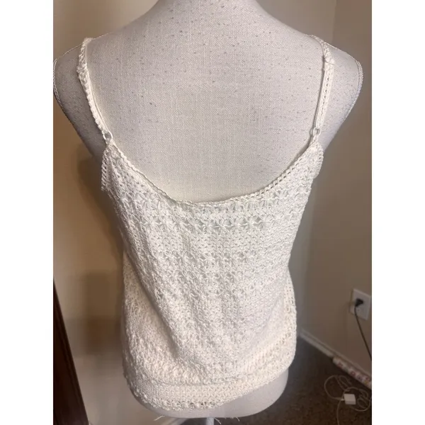 Arizona Jean Co White Crochet Boho Cami Top Large Cottagecore 100% cotton Lined - Image 3