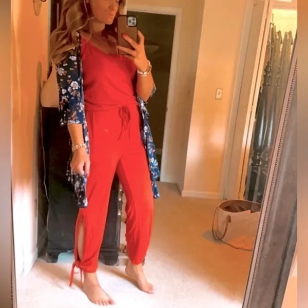 Casual jumpsuit romper spaghetti strap tie bottom - Image 2