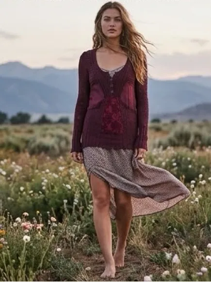 BKE Lace Mesh Floral Detail Mohair Blend Sweater Fairy - Size Medium - Image 13