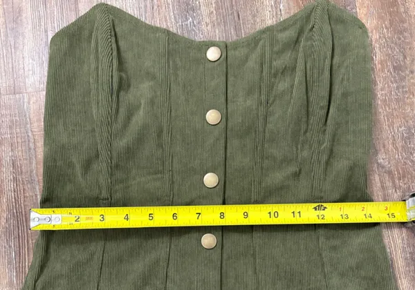 Urban Outfitters Cali Corduroy Strapless Corset Mini Green Dress Size Medium - Image 11