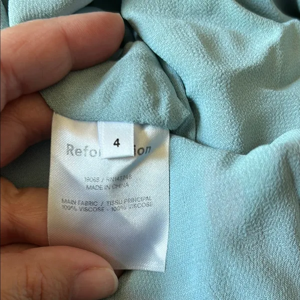 Reformation Blue Asymmetrical Ruffled Maxi Sundress - Image 5