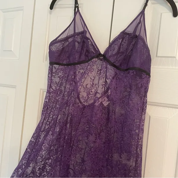 Victoria’s Secret Purple Slip Dress Allover Lace Sz Large Intimates Mini Dress - Image 4