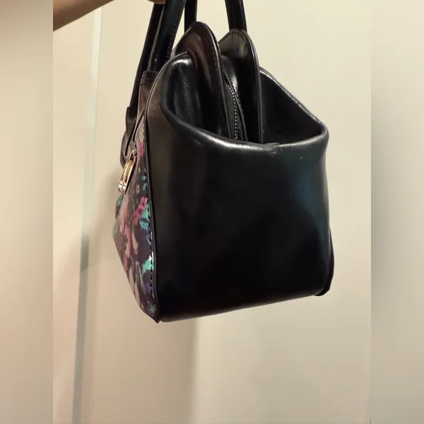 Vintage Charles Jourdan Floral‎ Black Handbag - Image 3