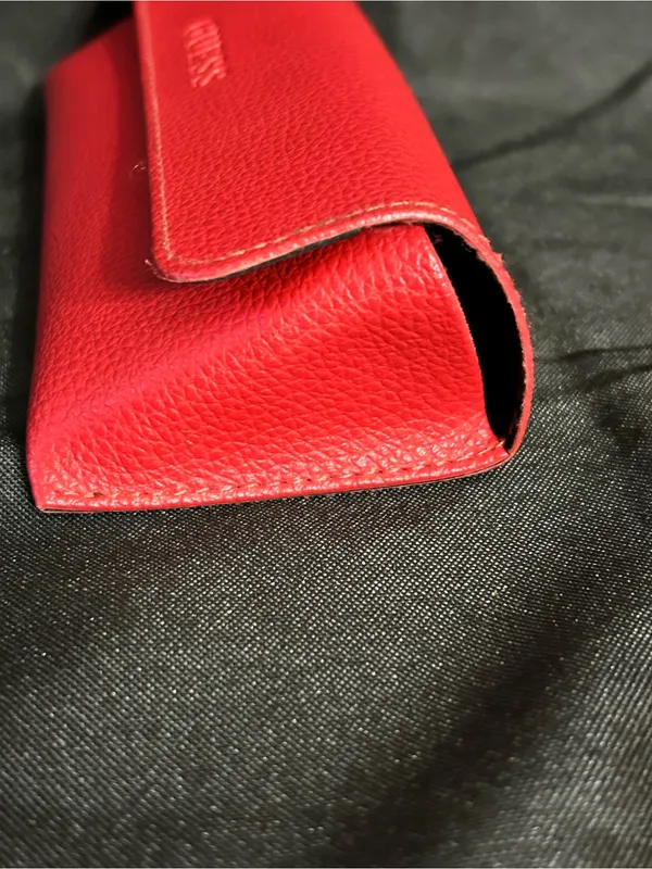 GUESS Red & Black Pebbled Eyewear Sunglasses Pouch Case - Image 8