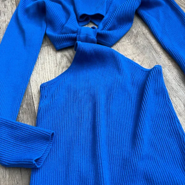 Edikted blue long‎ sleeve cutout mini dress size M - Image 11