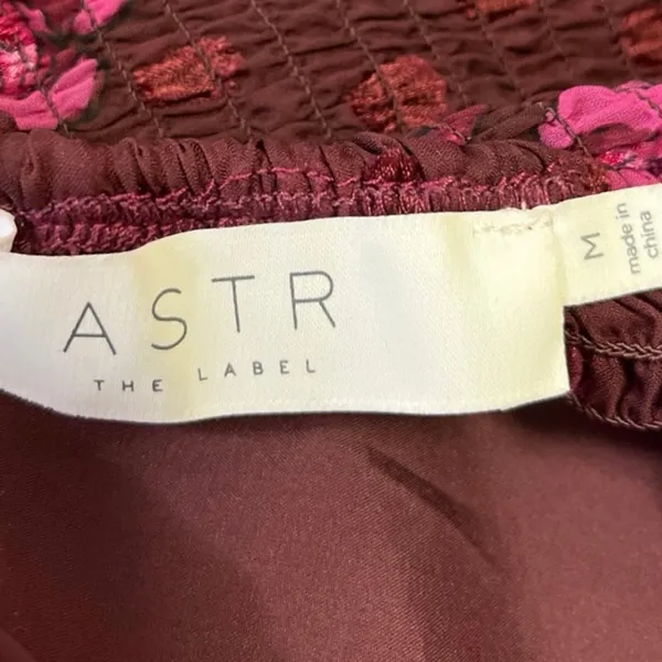 ASTR The Label Red Maroon Floral Sheer Long Sleeve Crop Blouse Top Size M - Image 4