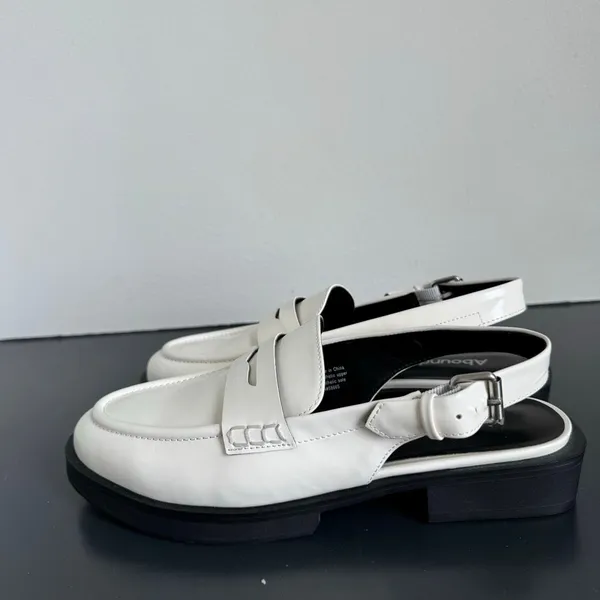 NEW Abound Patent White Sling Back Chunky Preppy Loafer Size 7 M Y2K - Image 3