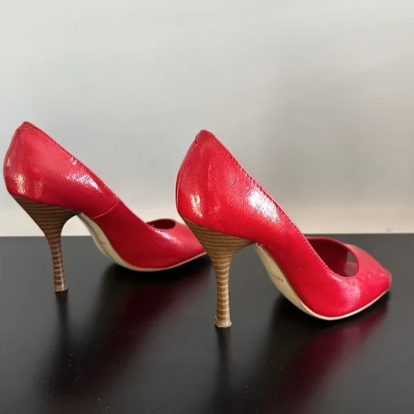 XAppeal Red Peep Toe Heels Sz 6.5‎ - Image 5