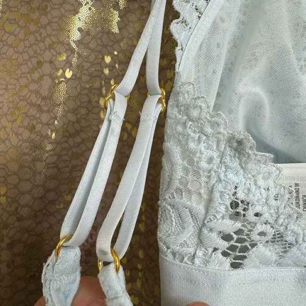 Aerie Light Blue Lace Triangle Strappy Back Bralette Small NWOT - Image 5