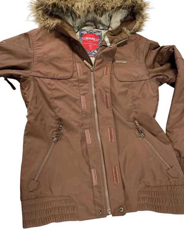 Sims Snowboarding wms brown fur hoodie winter athletic coat sz M SKU 10-744 - Image 16